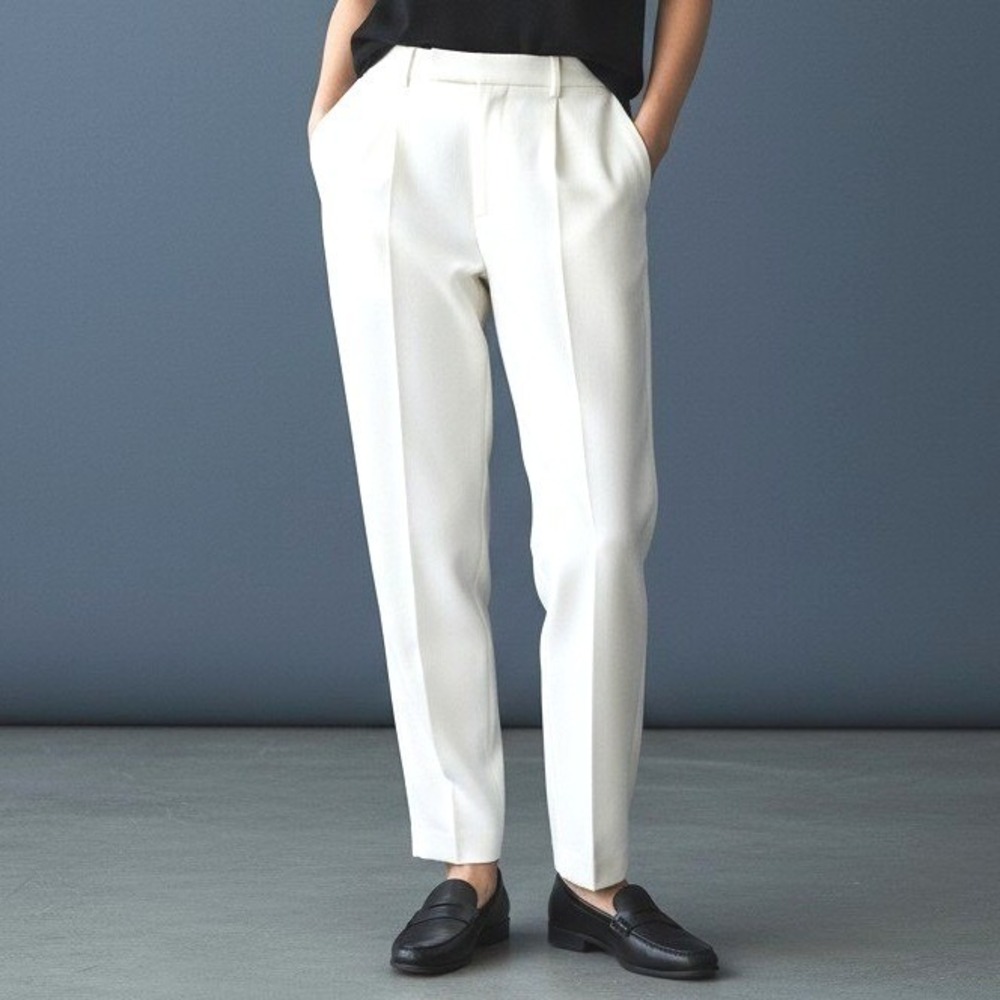 Vintage Cream Dress Pants Womens 16 High Rise Stretch Career Office Trousers Y2K
